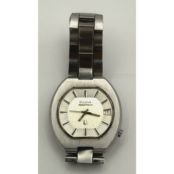 Vintage Bulova Accutron Tuning Fork Men's Watch Stainless Steel Date 1970's - Picture 1 of 7